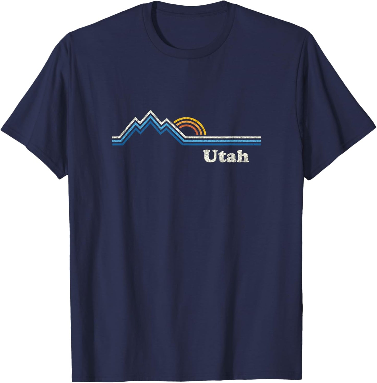 Retro Utah T Shirt Vintage Sunrise Mountains Design T-Shirt - T-Shirt | Navy