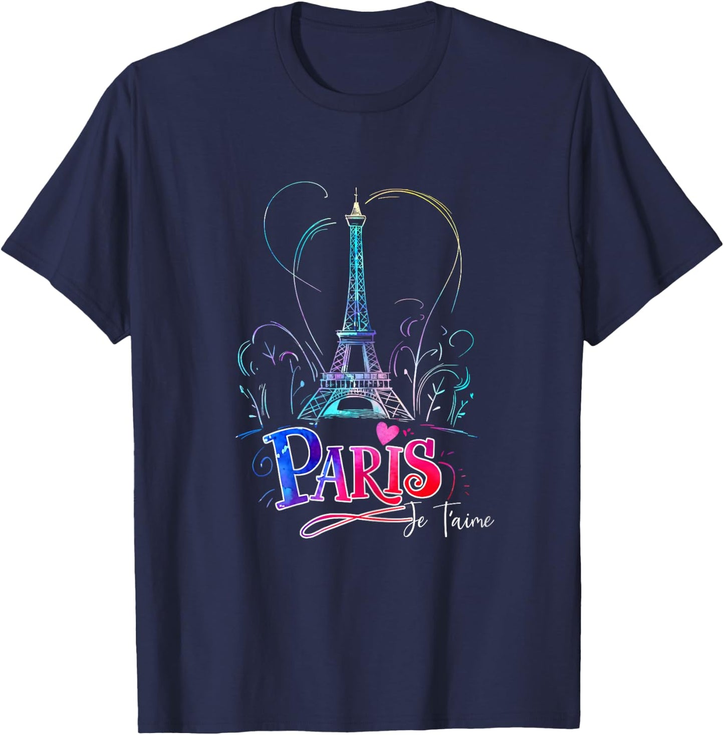 Eiffel Tower Paris Holiday France Souvenir Women Girls , Black T-Shirt - T-Shirt | Navy
