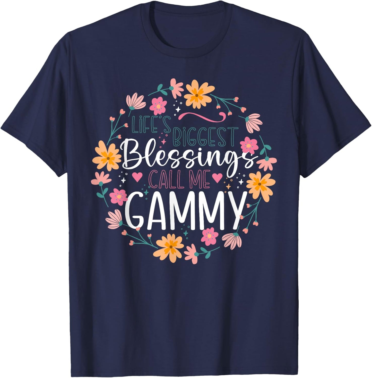 Floral Gammy Grandmother Grandma T-Shirt - T-Shirt | Navy