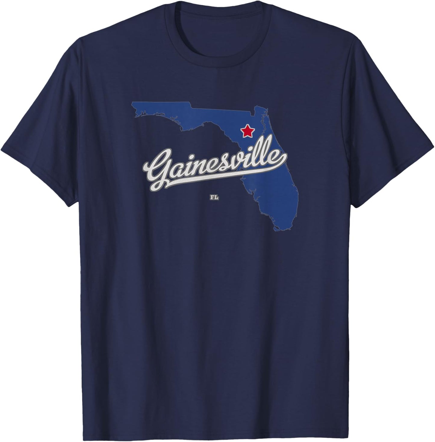 Gainesville Florida FL Map T-Shirt - T-Shirt | Navy