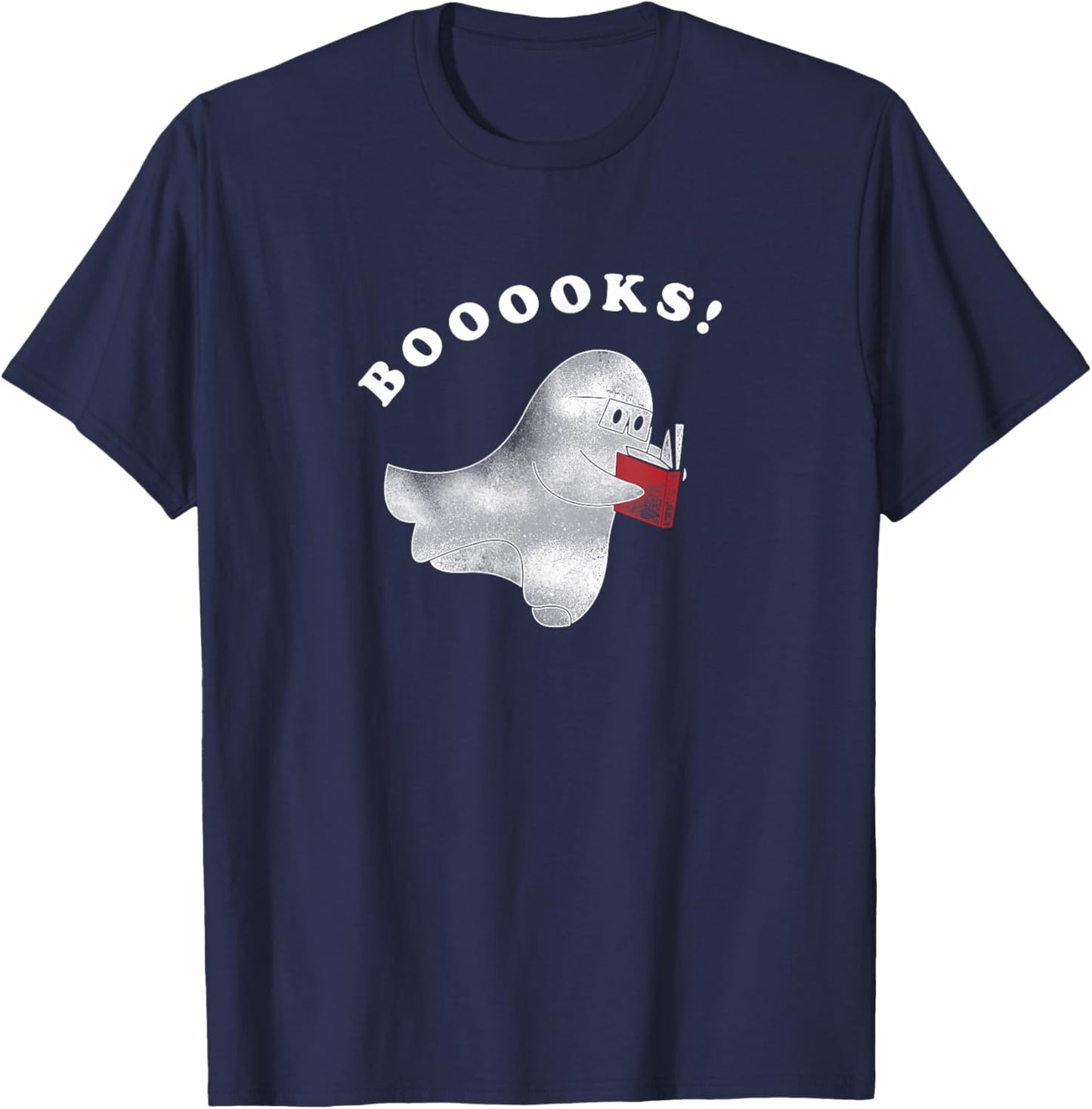 Booooks! Ghost Reading Books Halloween T-Shirt - T-Shirt | Navy