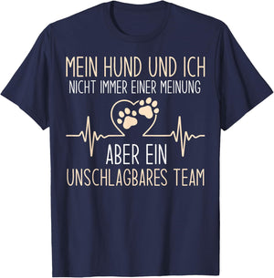 Dog Funny with German Text "Mein Hund Und Ich Nicht immer Einer Meinung" [German, black T-Shirt - T-Shirt | Navy