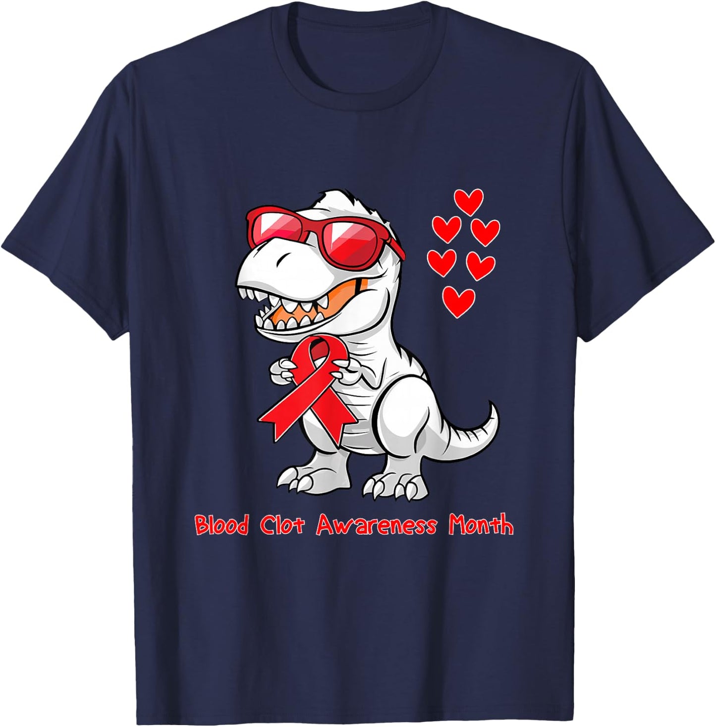 T-rex Dinosaur Blood Clot Awareness Day Dino Toddlers T-Shirt - T-Shirt | Navy
