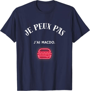I can't, I have macdo. , Black, S T-Shirt - T-Shirt | Navy