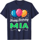 Happy Birthday Mia T-Shirt - T-Shirt | Navy
