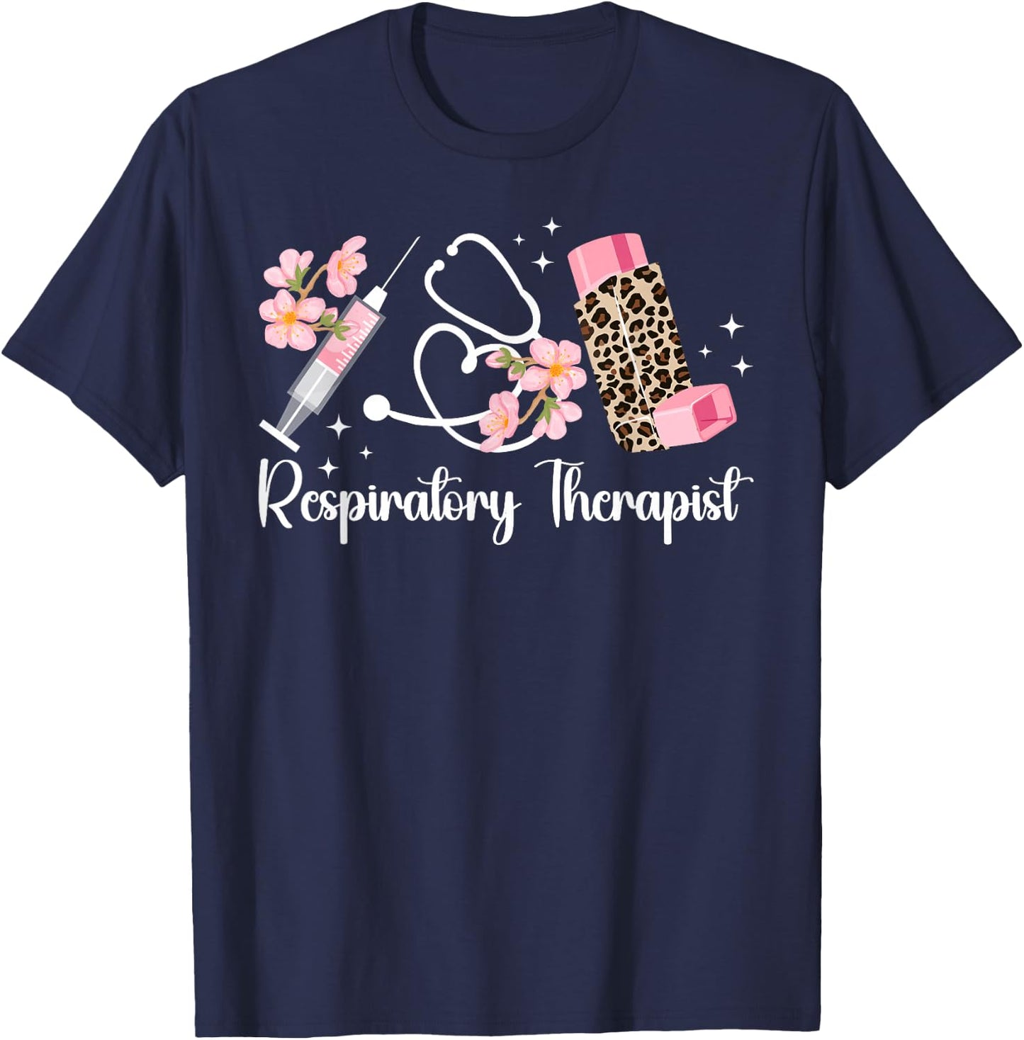 Respiratory Therapist Leopard Respiratory Therapy RT T-Shirt - T-Shirt | Navy