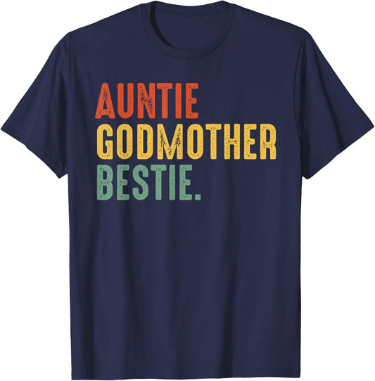 Auntie Godmother Bestie Vintage Godmama Mother's Day 2026 T-Shirt - T-Shirt | Navy
