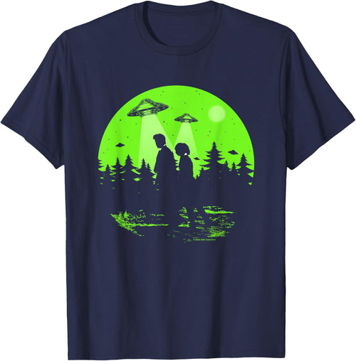 X-Files Mulder & Scully Silhouettes In The Woods , Black, S