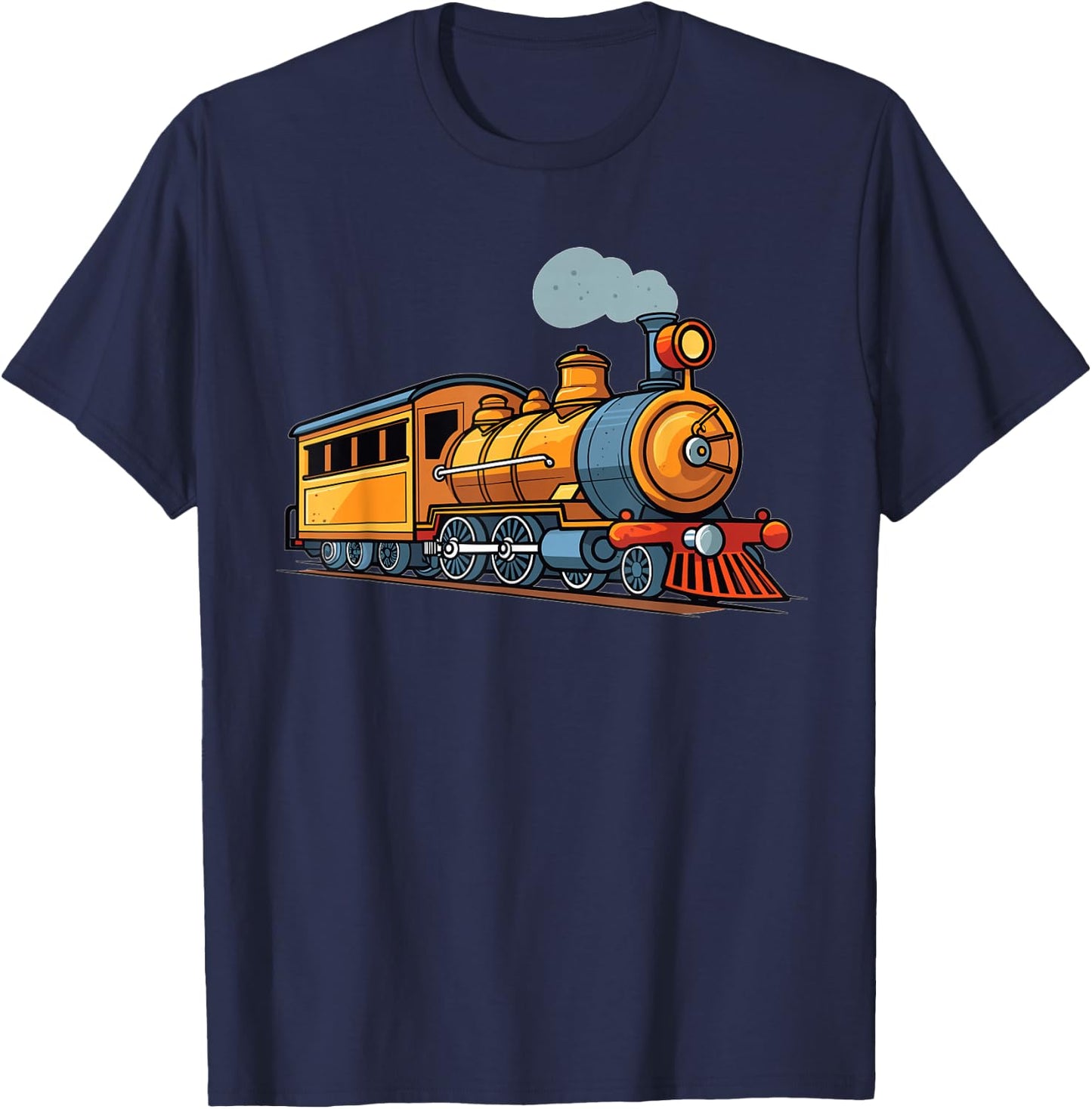 Cartoon Train I Train for Kids , Black, S T-Shirt - T-Shirt | Navy