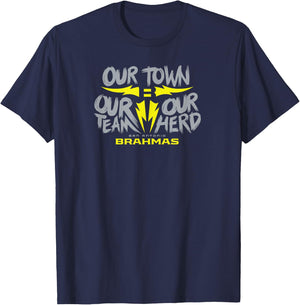 San Antonio Brahmas - Our Town Our Team Our Herd - UFL T-Shirt - T-Shirt | Navy