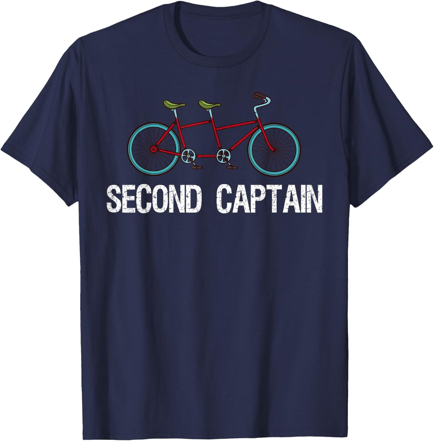 Tandem Bike Second Captain Gifts Bicycle Cycling T-Shirt - T-Shirt | Navy