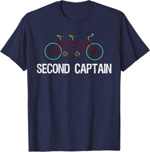 Tandem Bike Second Captain Gifts Bicycle Cycling T-Shirt - T-Shirt | Navy