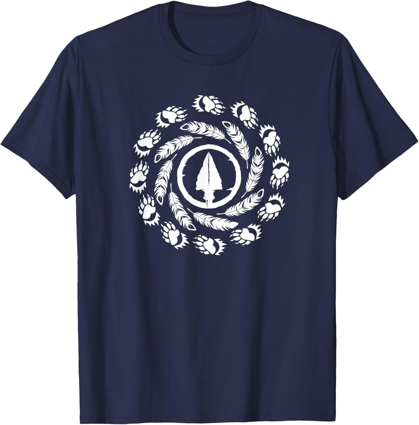 Native Indian Western bow buffalo animals shaman T-Shirt - T-Shirt | Navy