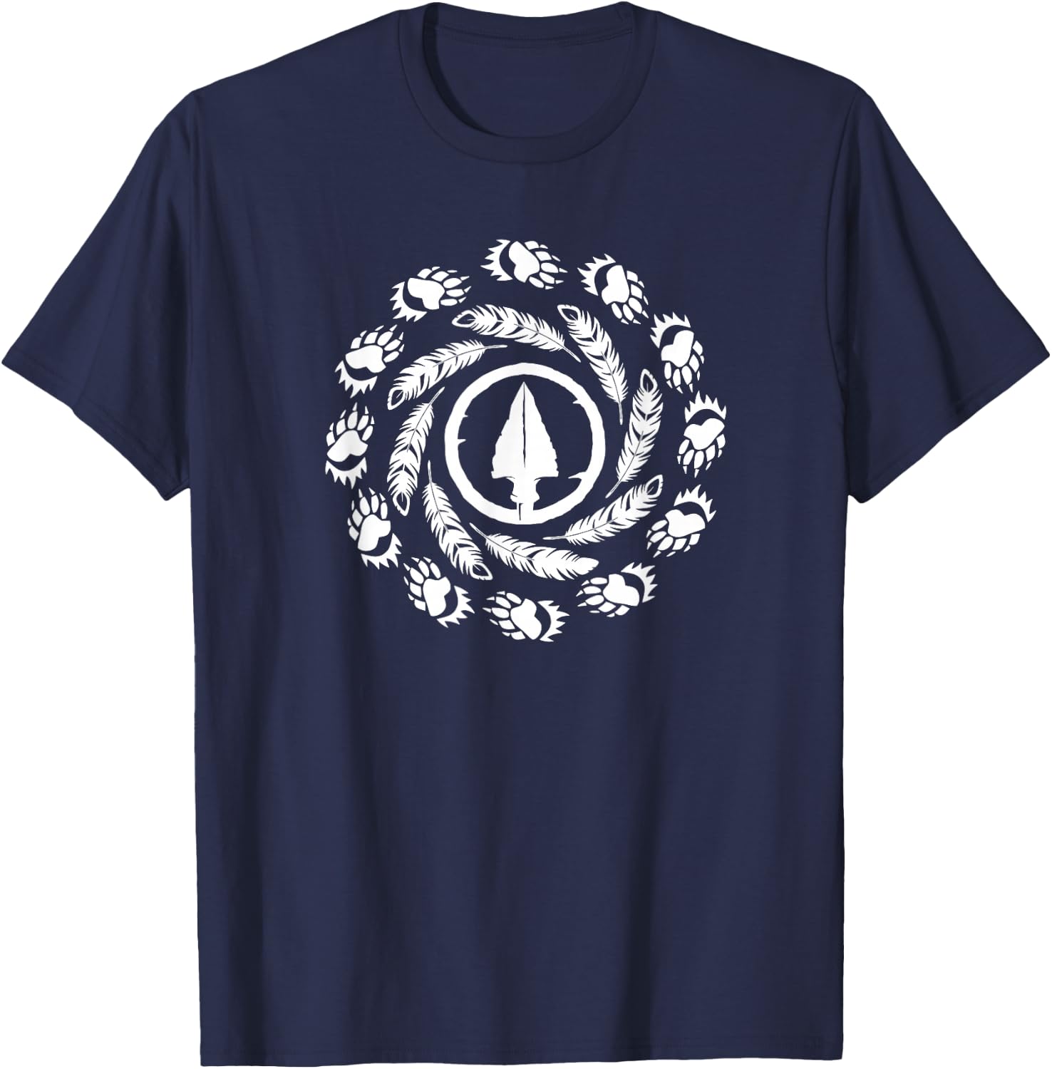 Native Indian Western bow buffalo animals shaman T-Shirt - T-Shirt | Navy