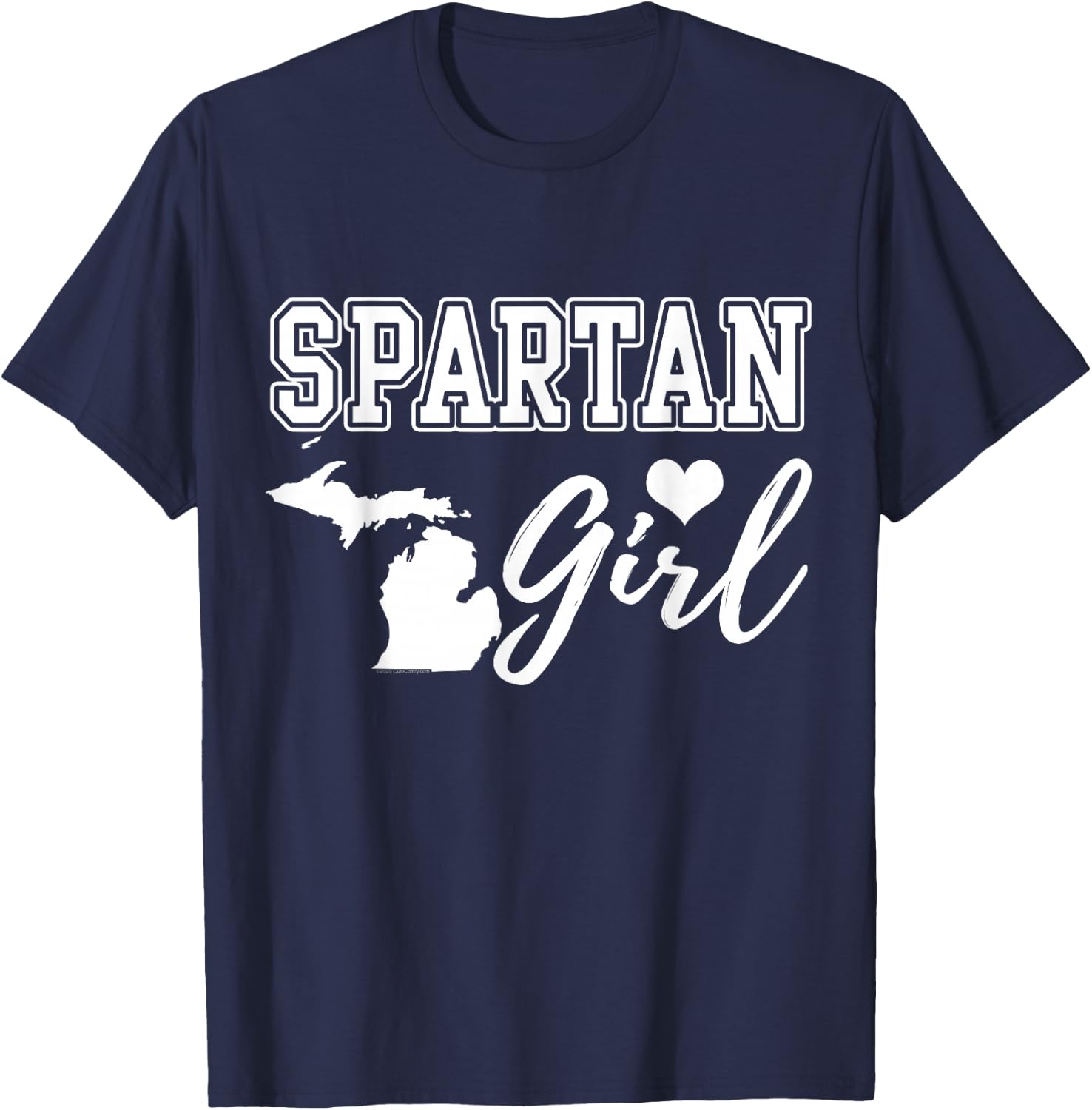 Spartan Girl Home Heart State Map Shape Women Girls T-Shirt - T-Shirt | Navy