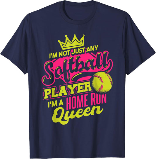 Softball I'm A Home Run Queen T-Shirt - T-Shirt | Navy