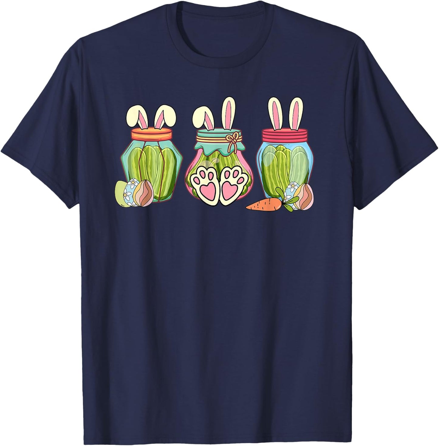 Easter pickle bunnie funny pickle lovers easter pickles T-Shirt - T-Shirt | Navy