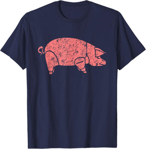 Pig rock meat bacon gilmour academy pink animals as worn by T-Shirt - T-Shirt | Navy