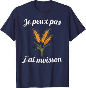 Je peux pas j'ai harvest gift farmer man , Black, S T-Shirt - T-Shirt | Navy
