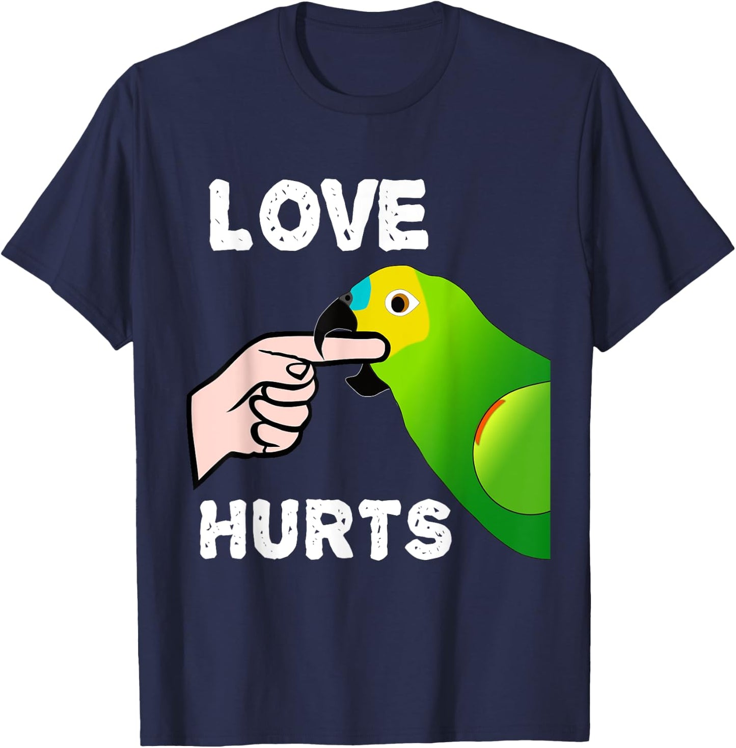 Love Hurts Blue Fronted Amazona Parrot T-Shirt - T-Shirt | Navy