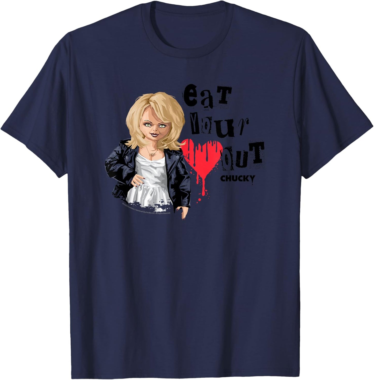 Chucky Tiffany Eat Your Heart Out Valentine T-Shirt - T-Shirt | Navy