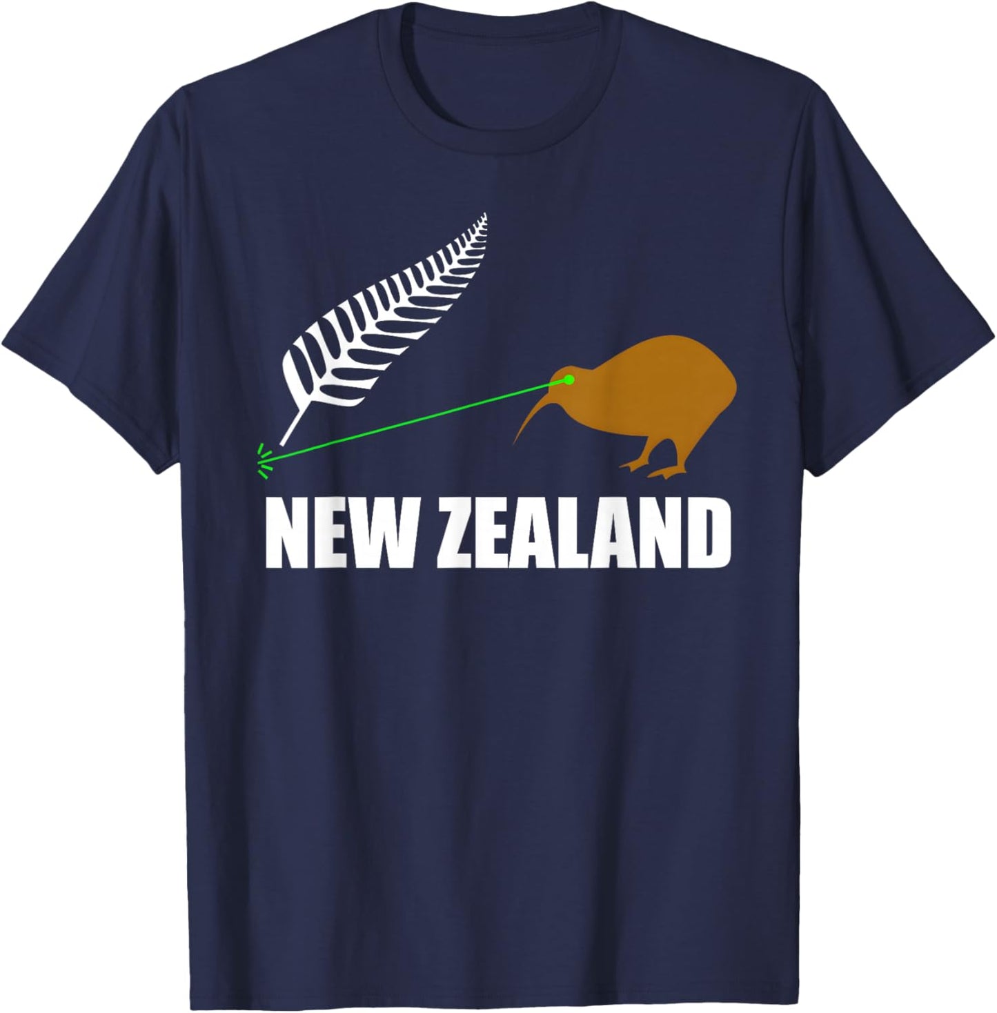 Laser Kiwi Flag New Zealand Flag T-Shirt - T-Shirt | Navy