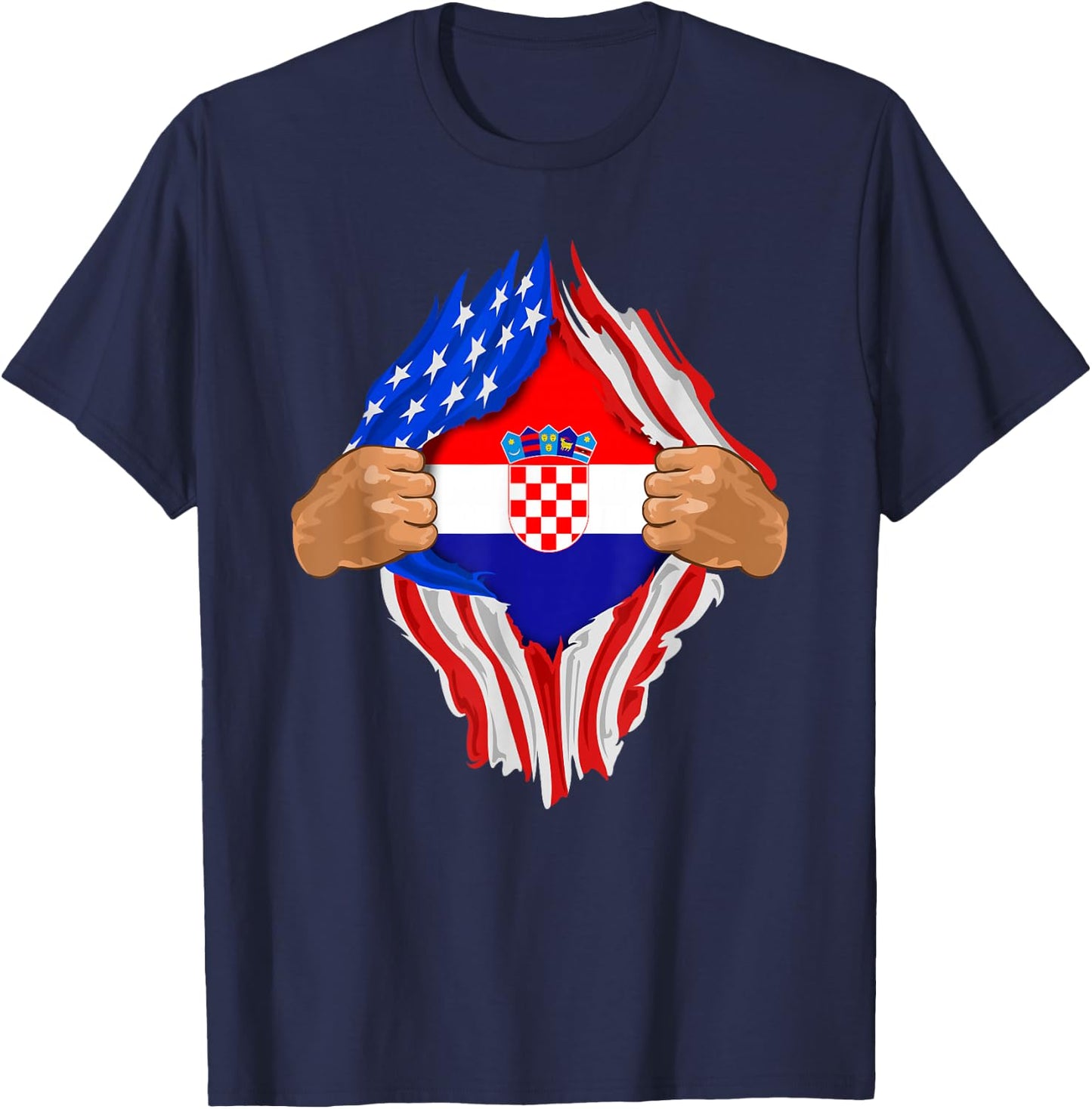 Croatian Blood Inside Me | Croatia Flag Gift T-Shirt - T-Shirt | Navy