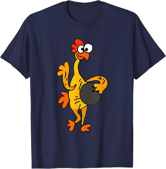 SmileteesSports Funny Rubber Chicken Bowling T-Shirt - T-Shirt | Navy