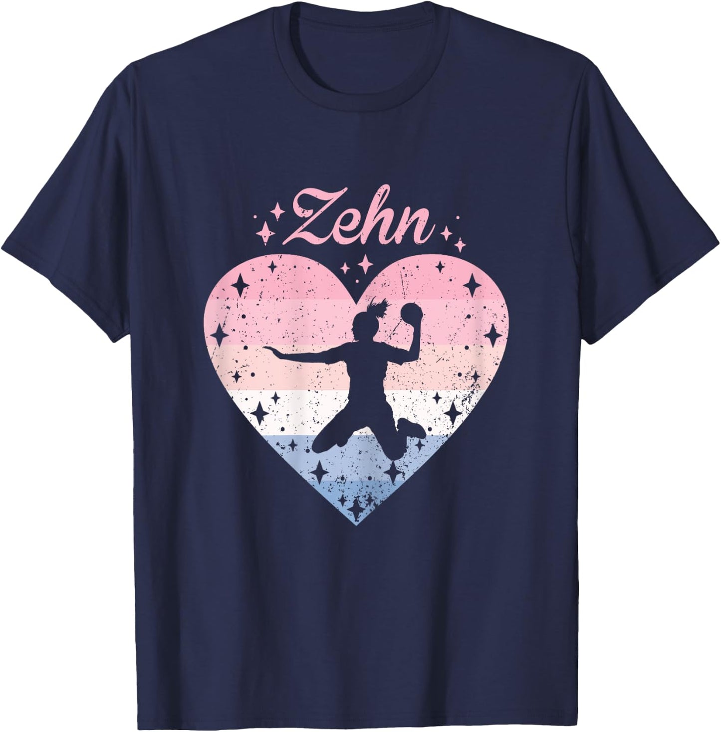 10th Birthday Girl Cute Handball Player 10 Years , black, s T-Shirt - T-Shirt | Navy