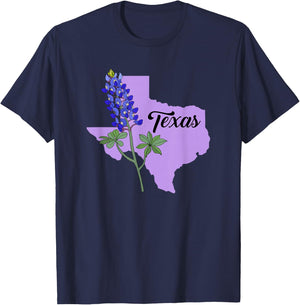 Texas Flower Bluebonnet T-Shirt - T-Shirt | Navy