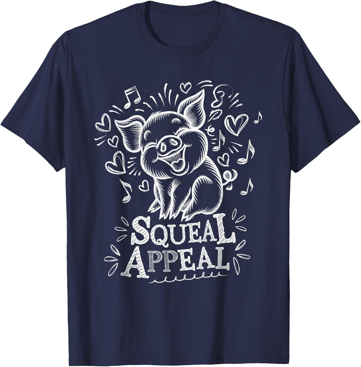Squeal Appeal Cute Pig Design for Animal Lovers T-Shirt - T-Shirt | Navy