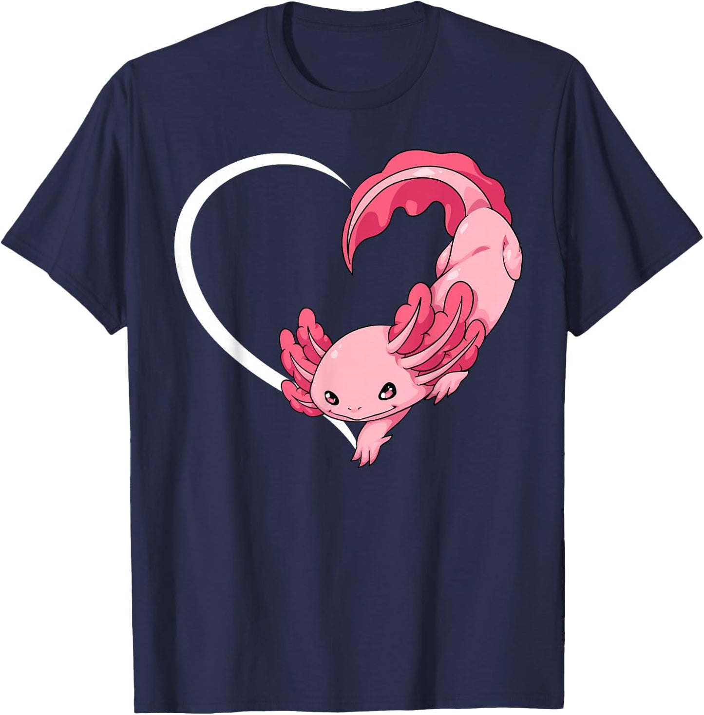 Axolotl Shirts Girls Kids Heart Cute Axolotl T-Shirt - T-Shirt | Navy