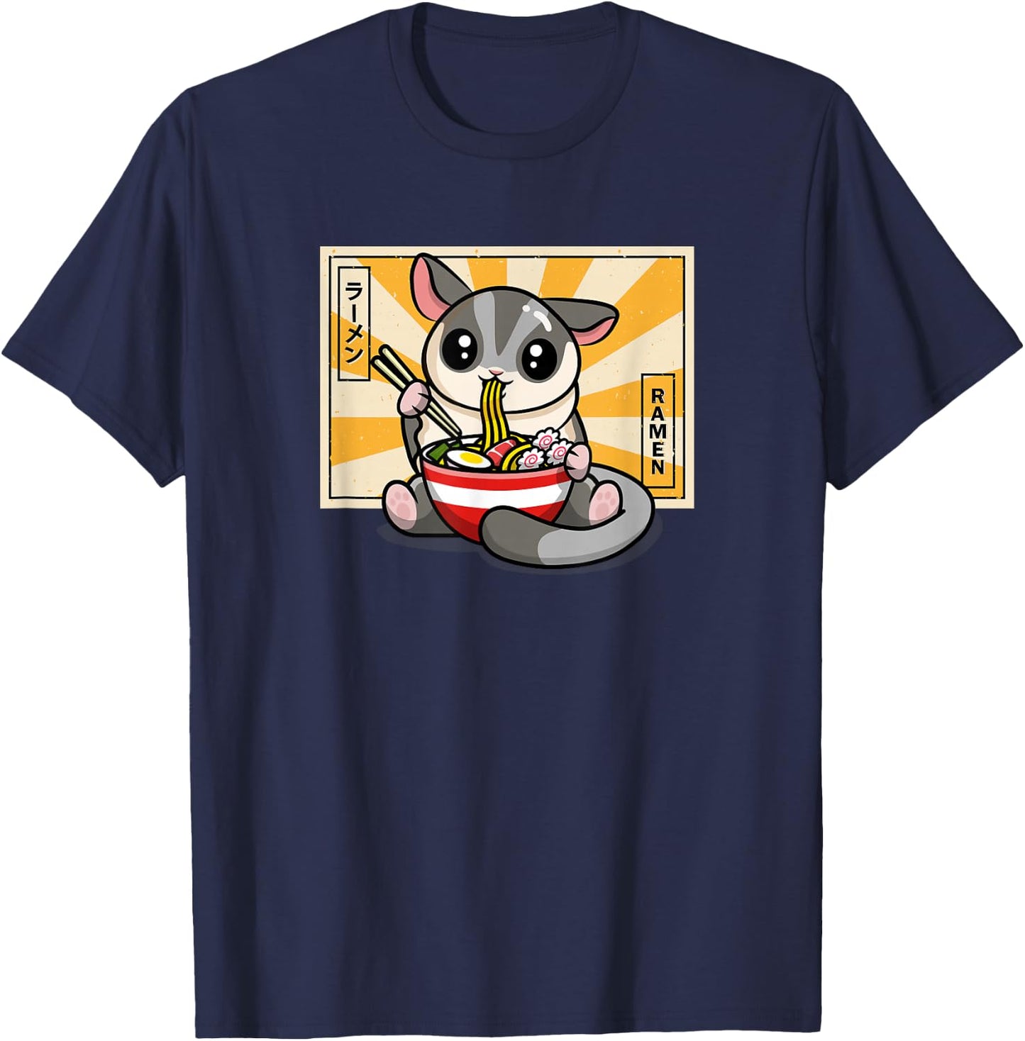 Girls Cute Kawaii Japanese Ramen Sugar Glider Lover T-Shirt - T-Shirt | Navy