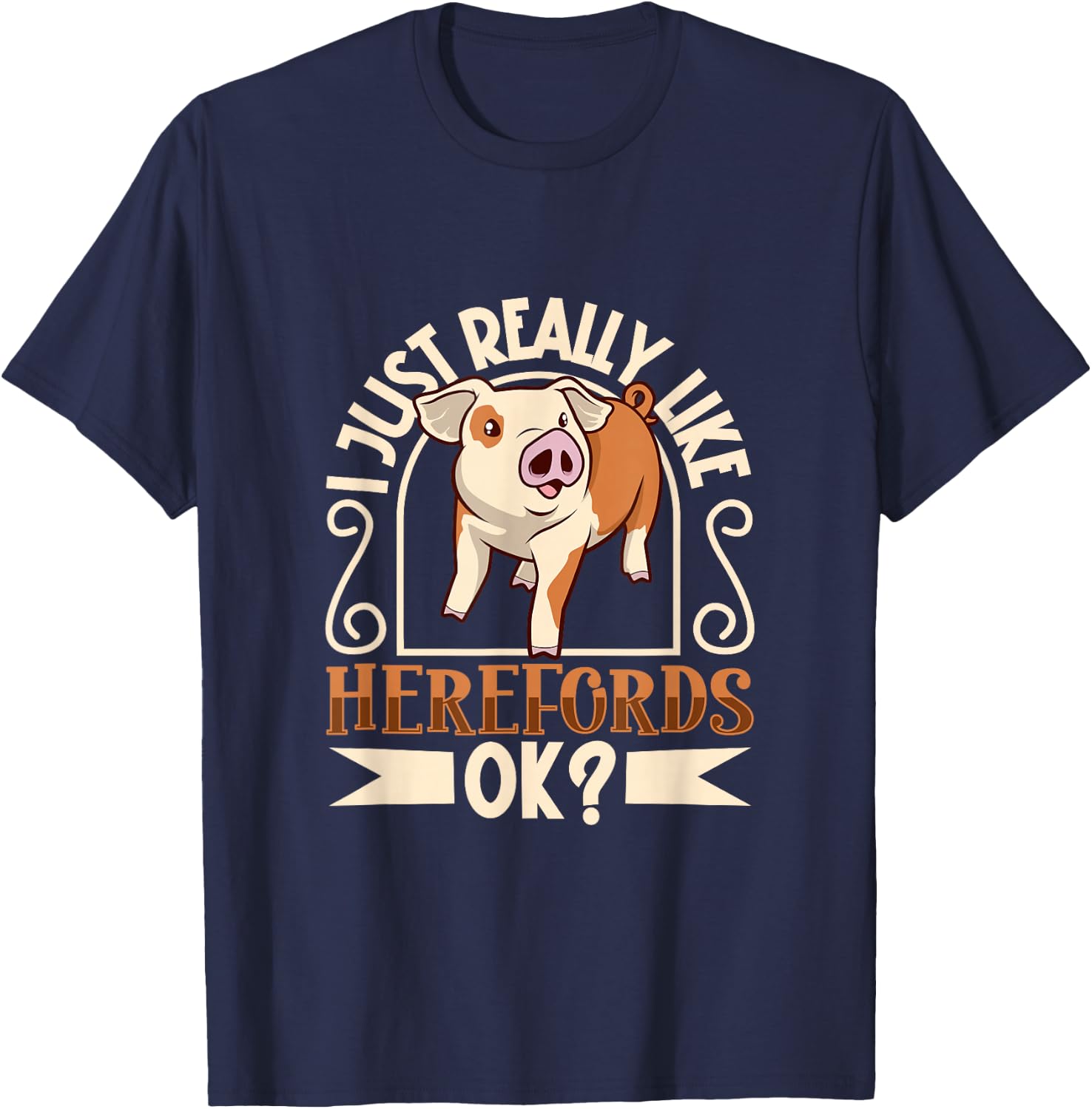 I Love My Hereford Pig T-Shirt - T-Shirt | Navy