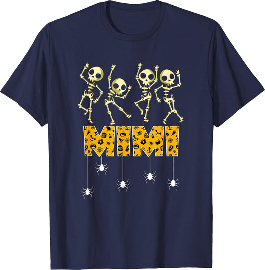 Spooky Skeleton Halloween Mimi Grandma T-Shirt - T-Shirt | Navy