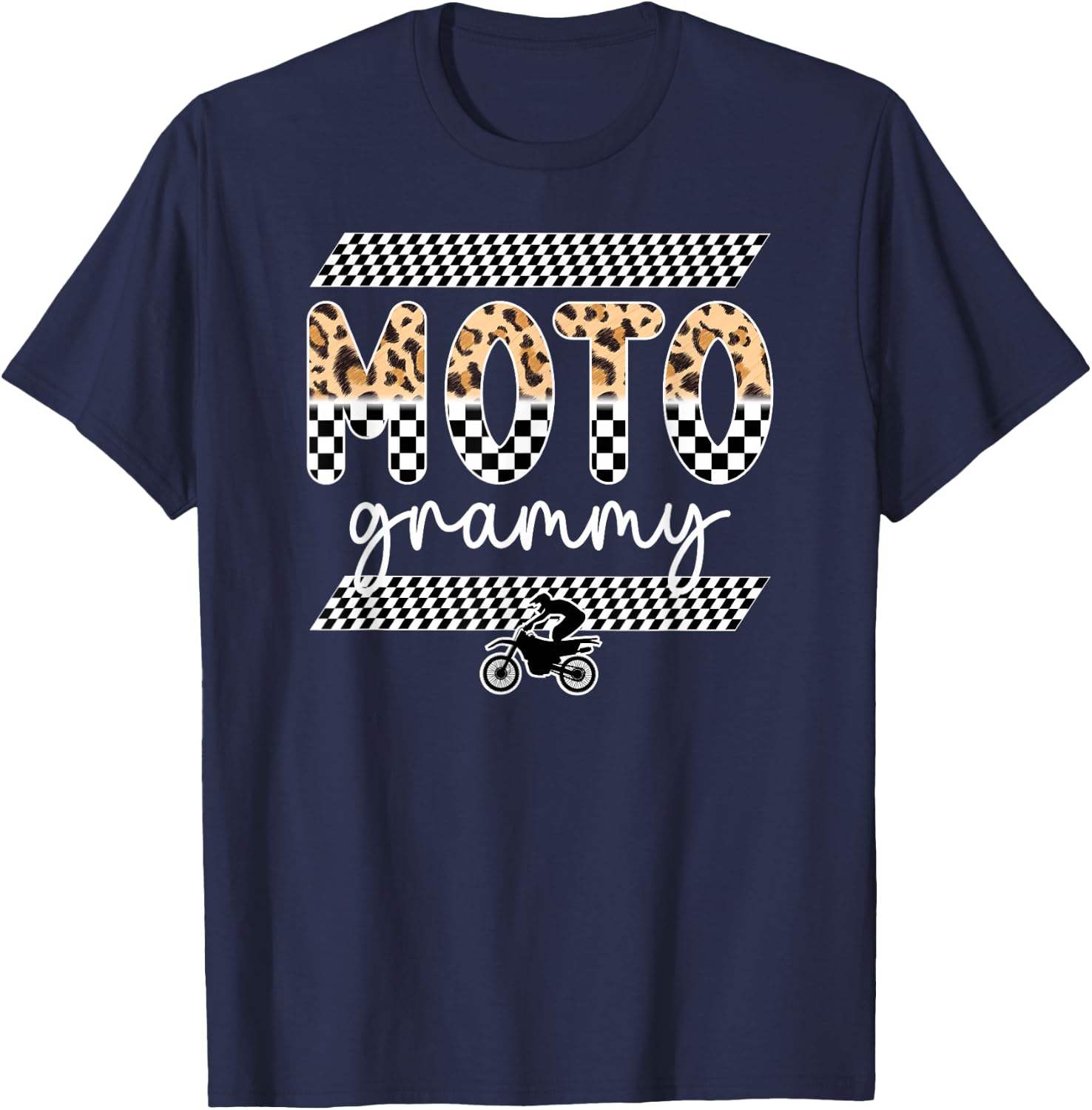 Moto Grammy Leopard Motocross Grammy Motocross Rider Grammy T-Shirt - T-Shirt | Navy