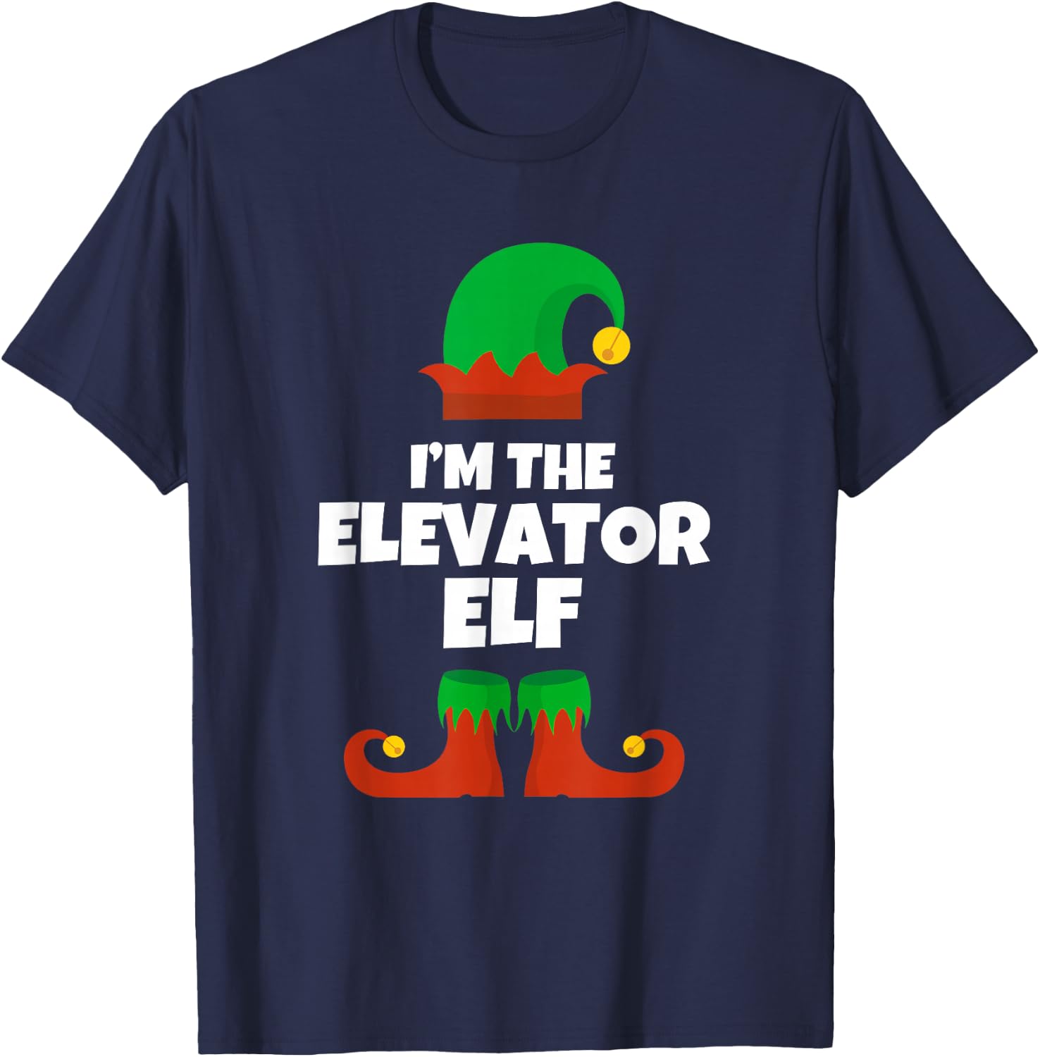 I'm The Elevator Elf Family Pajama Christmas Funny T-Shirt - T-Shirt | Navy