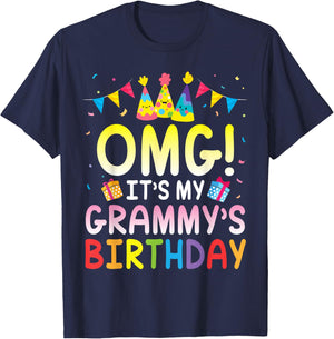 Balloon Present OMG It's My Grammy's Birthday Happy Mom Nana T-Shirt - T-Shirt | Navy