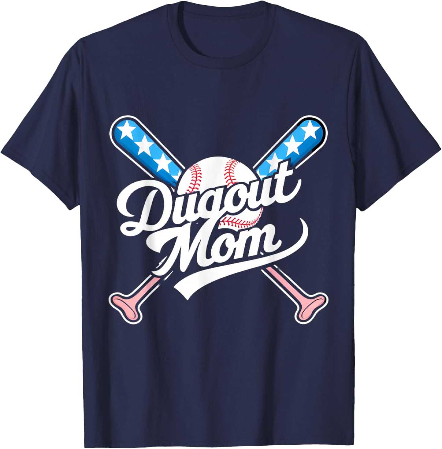 Dugout Mom TBall Ball Baseball T-Shirt - T-Shirt | Navy