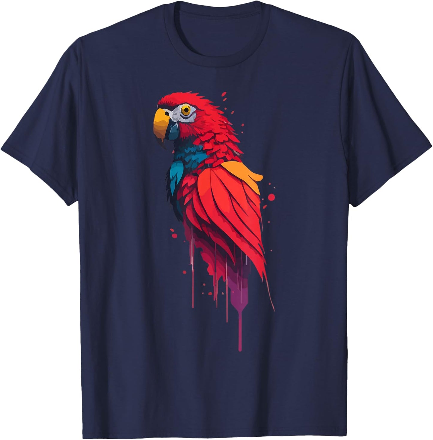 Colorful Parrot Watercolor T-Shirt - T-Shirt | Navy