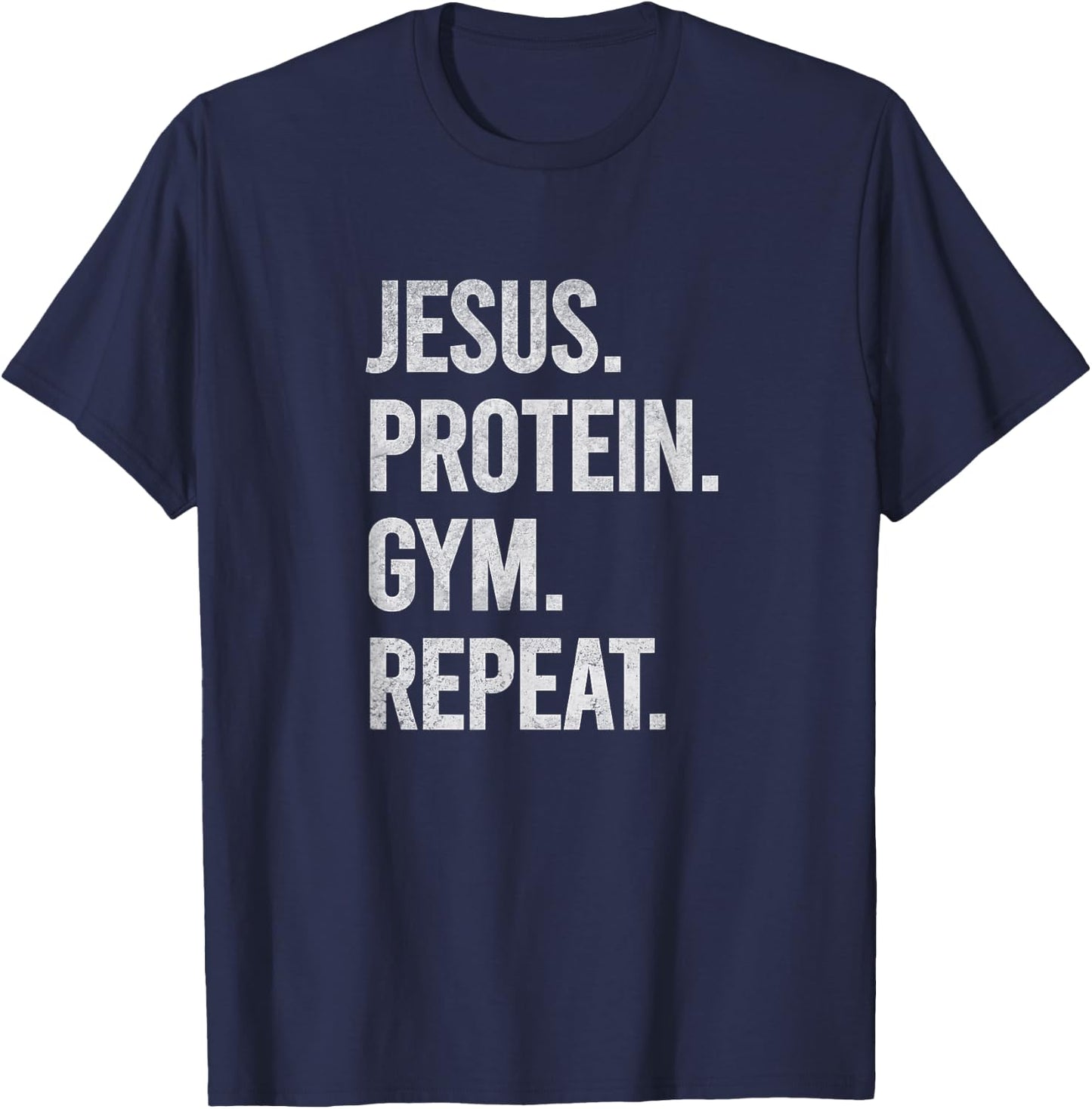 Jesus Gym Funny Weightlifting Workout Christian Graphic T-Shirt - T-Shirt | Navy