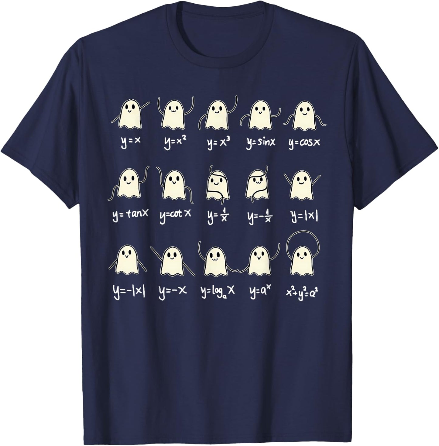 Math Dance Ghost Halloween Spooky Cute Ghost Math Teacher T-Shirt - T-Shirt | Navy