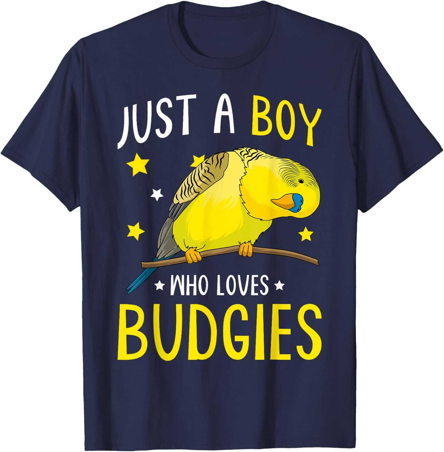 Just A Boy Who Loves Budgies Parakeet Budgerigar Boys T-Shirt - T-Shirt | Navy
