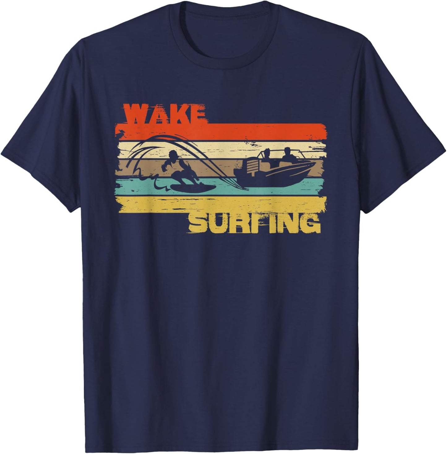 Wakesurfing wake surf vintage shirt for pro wakesurfer T-Shirt - T-Shirt | Navy