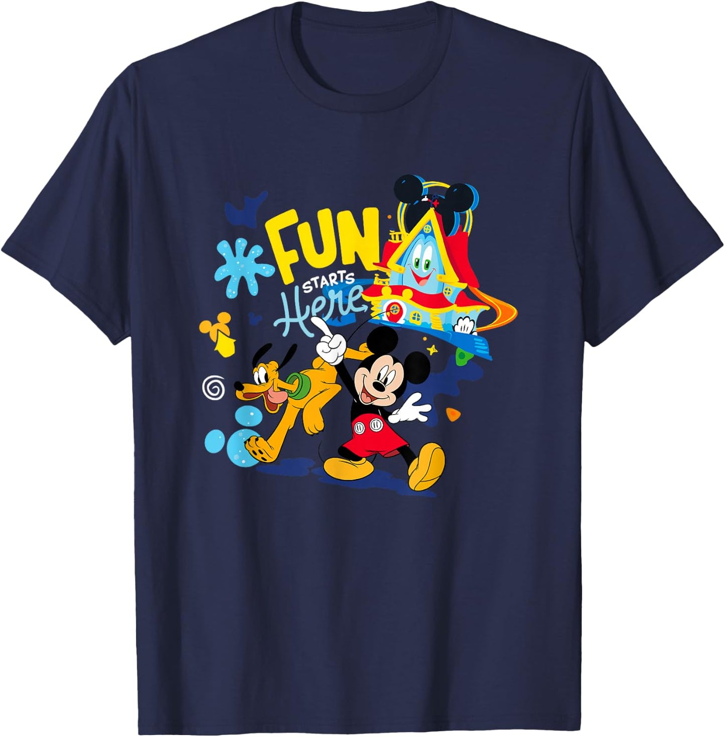 Disney Mickey And Friends Fun Starts Here Funhouse Group T-Shirt - T-Shirt | Navy