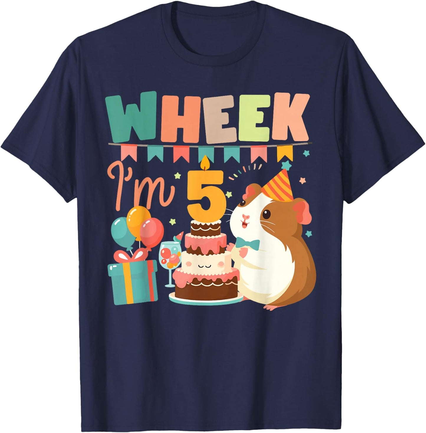 Guinea Pig 5th Birthday Wheek I'm 5 T-Shirt - T-Shirt | Navy