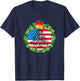Merry Christmas Wreath Bells Funny Usa Flag Beautiful Cute T-Shirt - T-Shirt | Navy