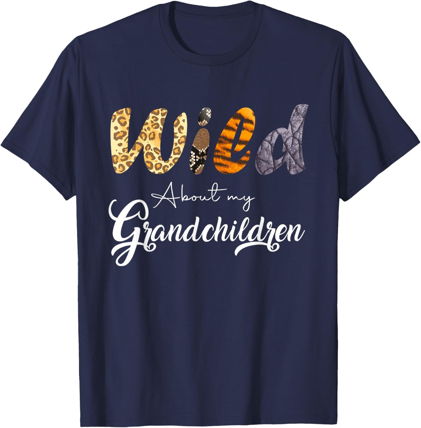Family Grandparents Leopard Wild About My Grandchildren T-Shirt - T-Shirt | Navy