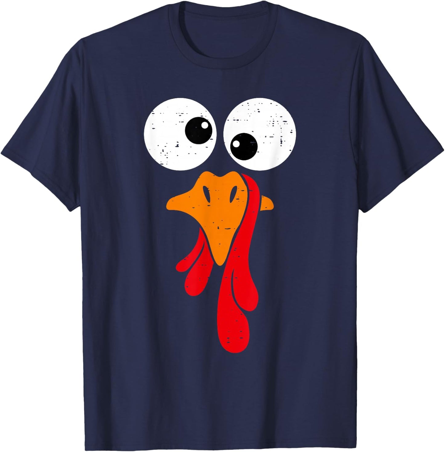 Funny Silly Turkey Face Happy Turkey Day Thanksgiving T-Shirt - T-Shirt | Navy