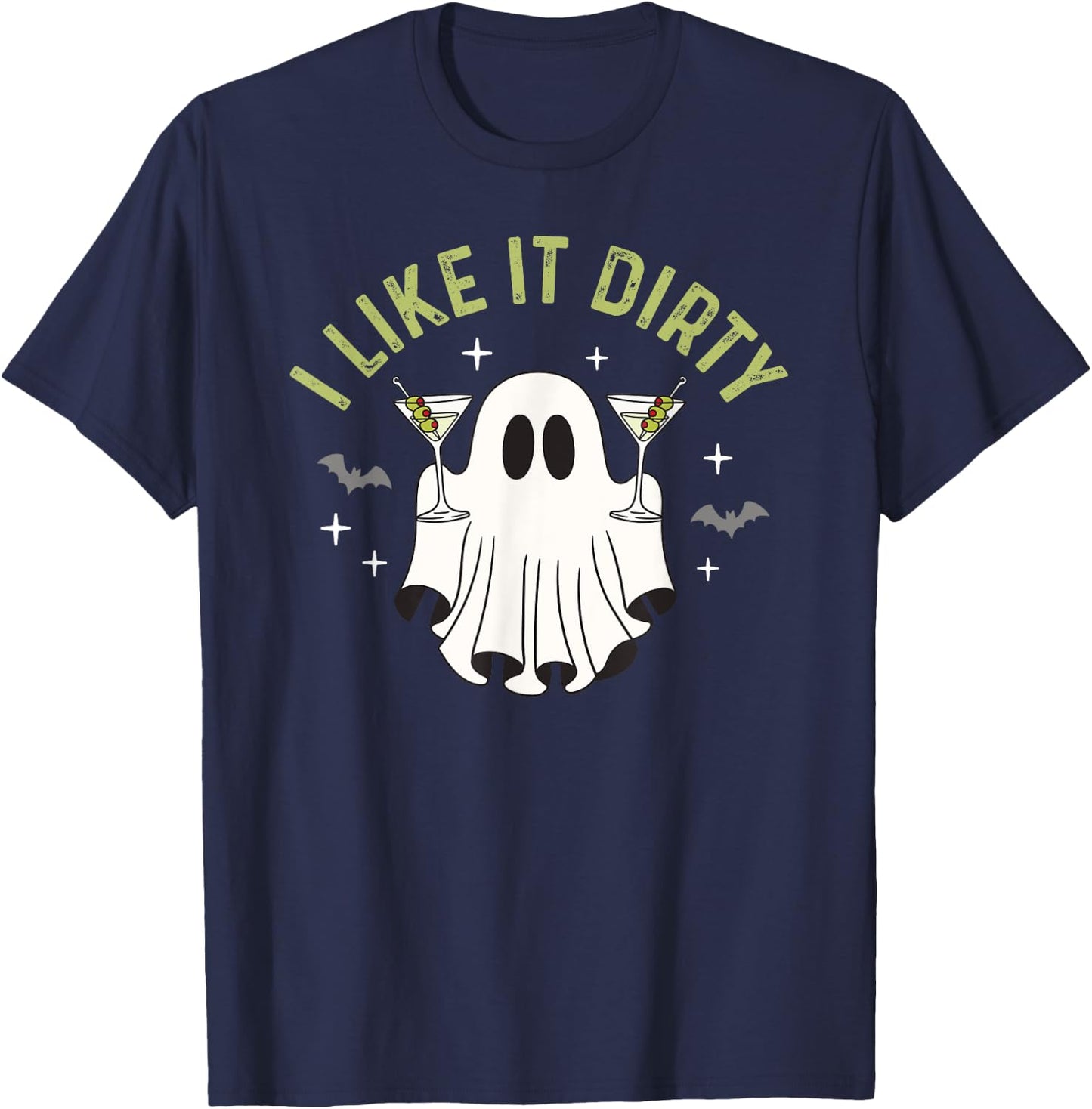 I Like It Dirty Halloween Dirty Martini Ghost T-Shirt - T-Shirt | Navy